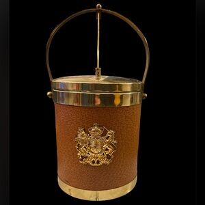 Brown and Gold Ice Bucket with Crest